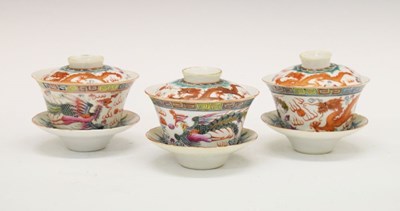 Lot 241 - Three Chinese Famille Rose porcelain covered bowls