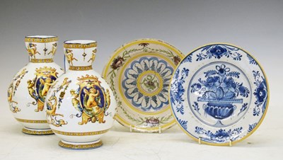 Lot 295 - Pair of 19th Century Gien faience ewers, etc.