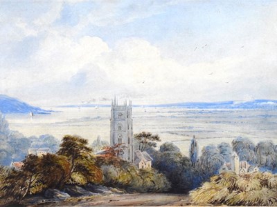 Lot 364 - Attributed to Thomas Leeson Scarse Rowbotham (1783-1853) - Watercolour - Portishead Point Church