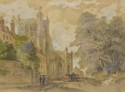 Lot 471 - C.J Lewis - Watercolour - 'Bristol Cathedral and College Green'