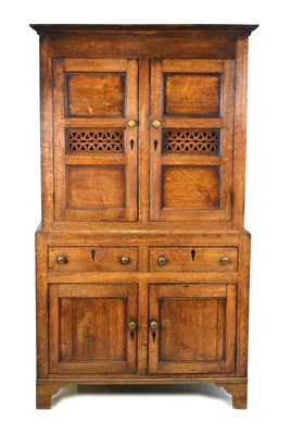 Lot 486 - Late 18th or early 19th Century Welsh oak pantry cupboard