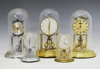 Lot 388 - Five anniversary clocks to include; 'Bentima' and 'Kundo', etc. (5)