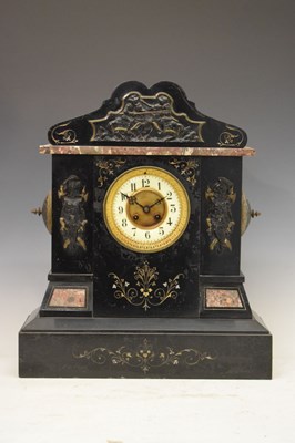 Lot 363 - Large black slate and marble clock