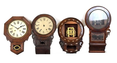 Lot 424 - Four American drop dial clocks (parts)