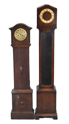 Lot 405 - Two mid 20th Century oak cased grandmother clocks