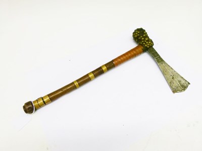 Lot 215 - Ethnographica: West African (Chokwe) brass bound club or axe