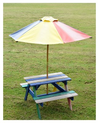 Lot 658 - Childs picnic table with sun parasol