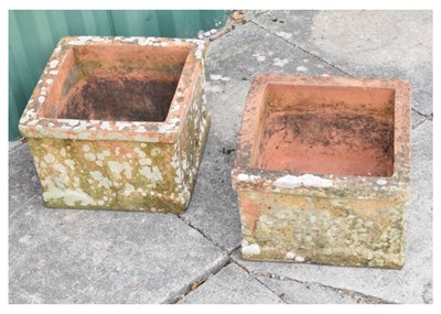 Lot 643 - Pair of square terracotta garden planters