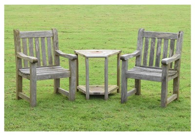 Lot 657 - Woodfurn three-piece teak garden set