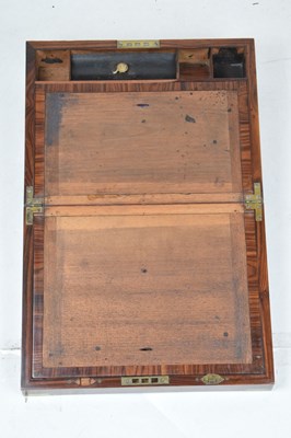 Lot 491 - Victorian brass bound walnut lap desk