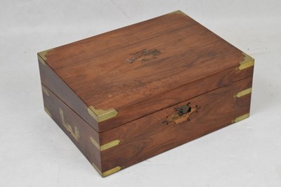Lot 491 - Victorian brass bound walnut lap desk