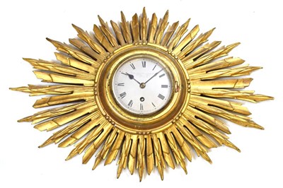 Lot 528 - Early 20th Century gilt 'sunburst' wall clock