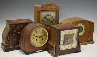 Lot 369 - Five mid-20th Century mantel clocks