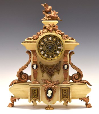 Lot 547 - Late 19th Century French alabaster mantel clock