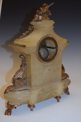 Lot 547 - Late 19th Century French alabaster mantel clock