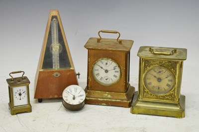 Lot 383 - Two German gilt tin-plate carriage clock, etc