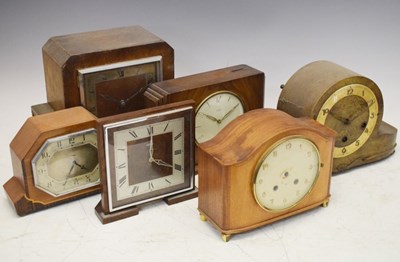 Lot 379 - Six 20th century mantel clocks