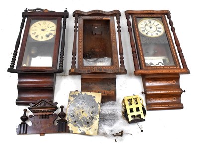 Lot 420 - Three late 19th Century inlaid American wall clocks