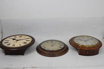 Lot 421 - Three wooden framed circular wall clocks