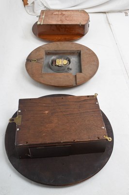 Lot 421 - Three wooden framed circular wall clocks