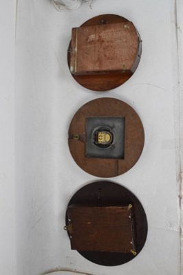 Lot 421 - Three wooden framed circular wall clocks