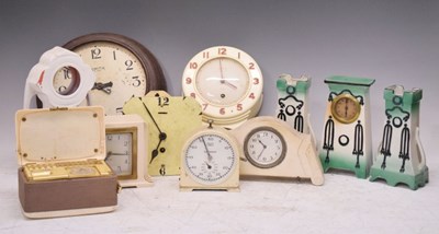 Lot 377 - Quantity of 20th Century clocks, etc