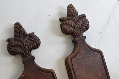 Lot 245 - Pair of 19th Century carved oak pew ends