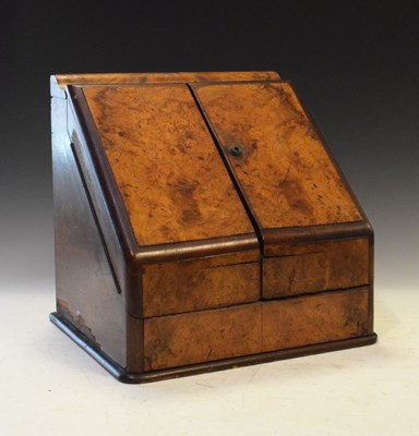 Lot 265a - Edwardian figured walnut stationery box of sloping form