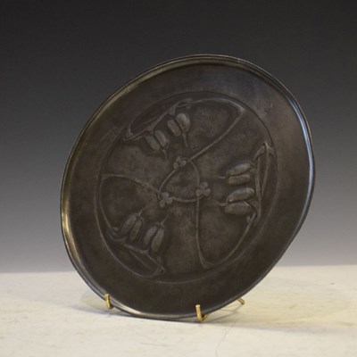 Lot 305 - Tudric pewter circular tray after a design by Archibald Knox