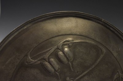 Lot 305 - Tudric pewter circular tray after a design by Archibald Knox