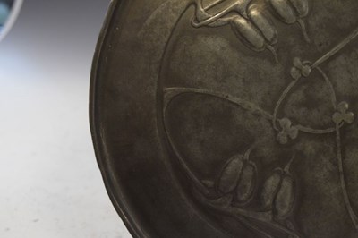 Lot 305 - Tudric pewter circular tray after a design by Archibald Knox