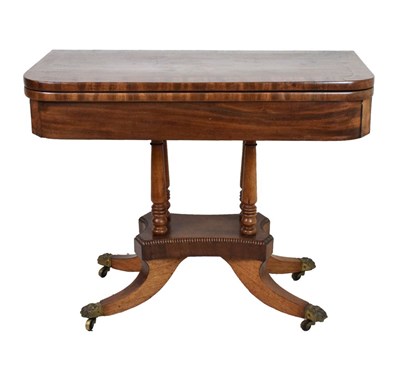 Lot 513 - William IV mahogany foldover card table