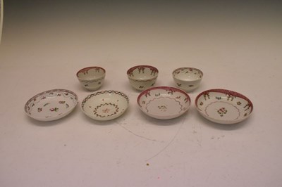 Lot 416 - Three late 18th Century Newhall type tea bowls and saucers