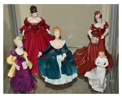 Lot 488 - Three Royal Doulton porcelain figures, together with Coalport and Royal Worcester