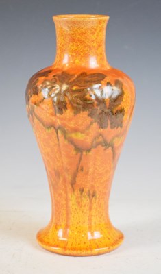 Lot 354 - Pilkingtons Royal Lancastrian - Baluster vase decorated in a mottled orange