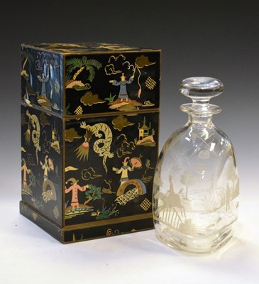 Lot 411 - Sportsman's decanter, hand-engraved English crystal issued by Jesterini & Brooks