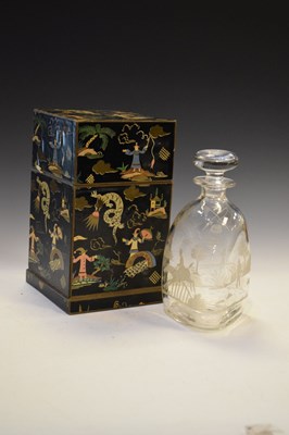 Lot 411 - Sportsman's decanter, hand-engraved English crystal issued by Jesterini & Brooks
