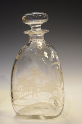 Lot 411 - Sportsman's decanter, hand-engraved English crystal issued by Jesterini & Brooks