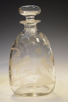 Lot 411 - Sportsman's decanter, hand-engraved English crystal issued by Jesterini & Brooks