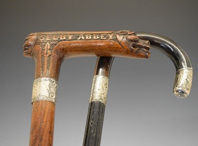 Lot 193 - Selby Abbey carved stick and ebonised cane