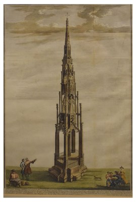 Lot 637 - 18th Century hand coloured engraving  - 'Bristol High Cross'