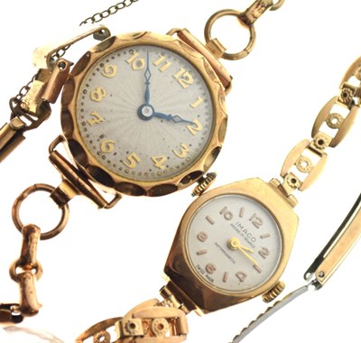 Lot 116 - Two ladies gold watches with plated bracelets