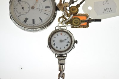 Lot 121 - Swiss 935 pocket watch, together with an early silver wristwatch