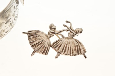 Lot 57 - Edward VIII engraved silver bangle together with a silver brooch depicting two ballerinas