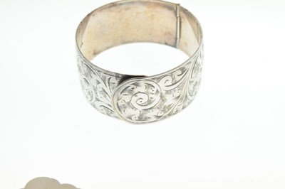Lot 57 - Edward VIII engraved silver bangle together with a silver brooch depicting two ballerinas