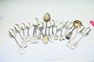 Lot 141 - Group of silver Fiddle pattern flatware