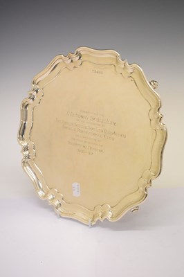 Lot 86 - George V silver salver with piecrust edge with Sherriff of Bristol presentational inscription