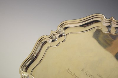Lot 86 - George V silver salver with piecrust edge with Sherriff of Bristol presentational inscription