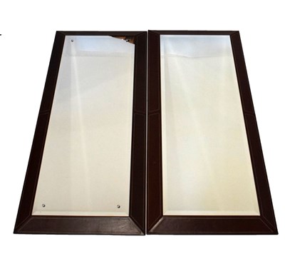 Lot 795 - Pair of contemporary leather-framed mirrors