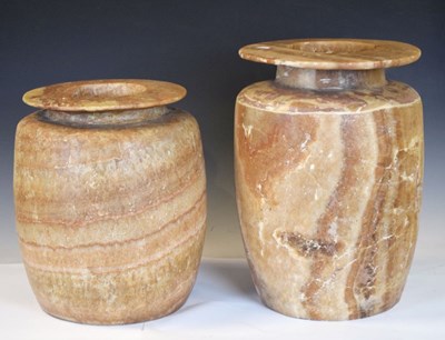 Lot 212 - Two large polished alabaster vases or vessels